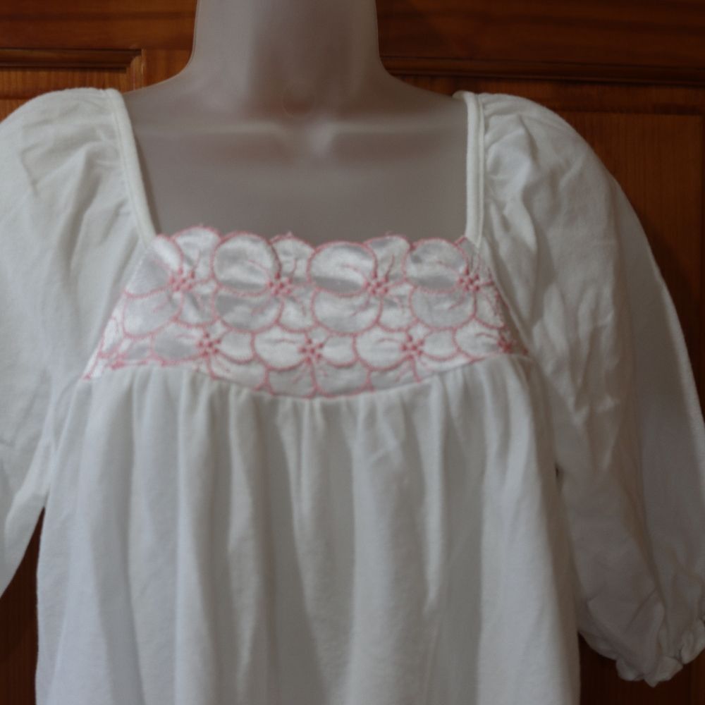 Dreamy Nights By Avon Pink & White Embroidered Floral Floor Length Night Gown M - Picture 4 of 14